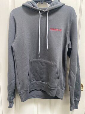 NEW Vintage 90s Oracle Software Gray Fleece Cotton Drawstring Hoodie Size S